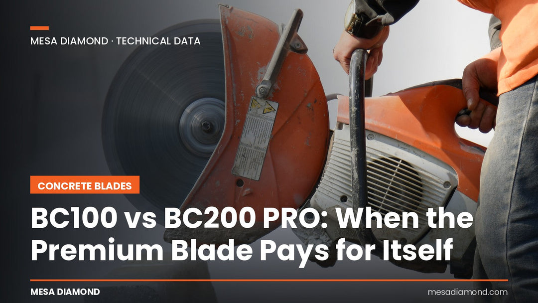 Mesa Diamond BC100 vs BC200 PRO concrete diamond saw blade comparison