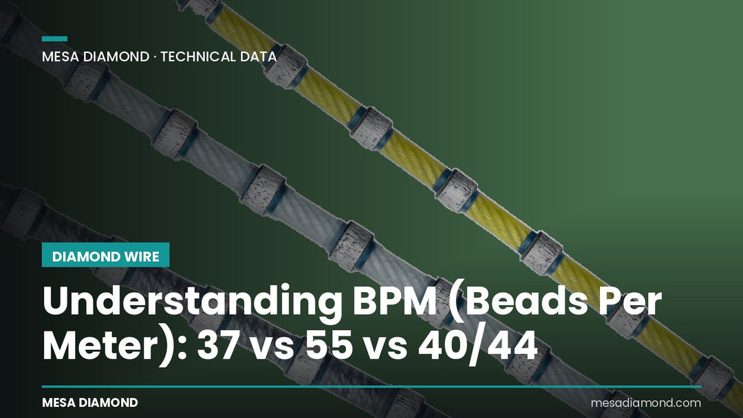 Diamond wire beads spacing — beads per meter 37 vs 55 vs 40/44