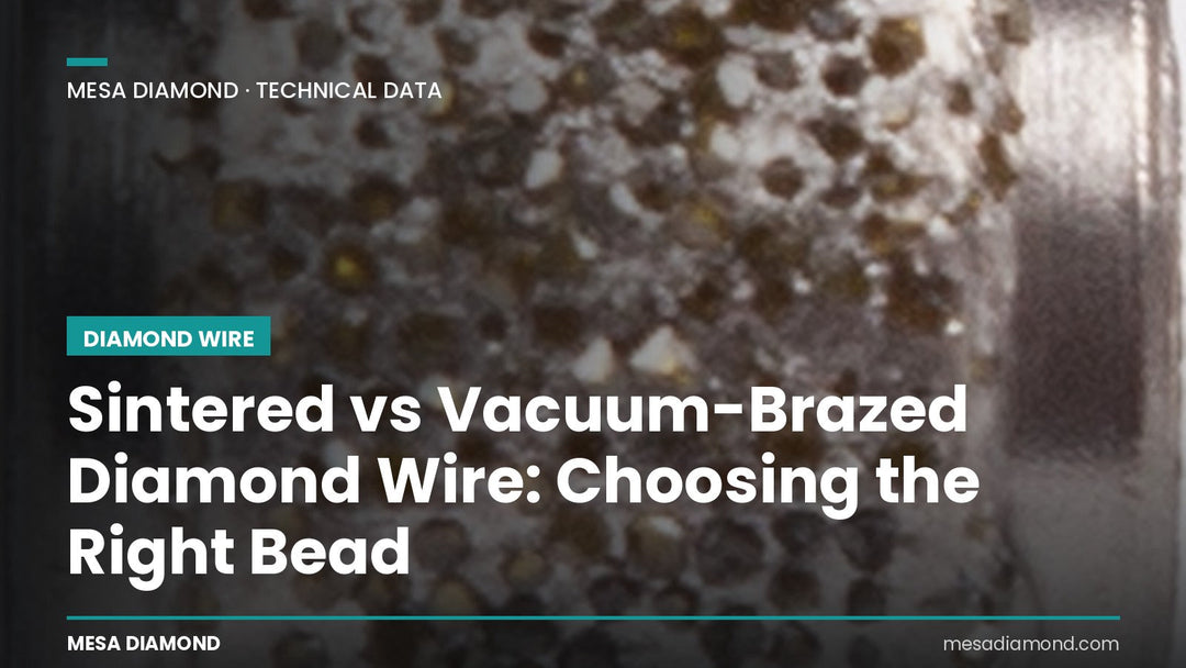 Diamond wire bead close-up — sintered vs vacuum-brazed bead structure