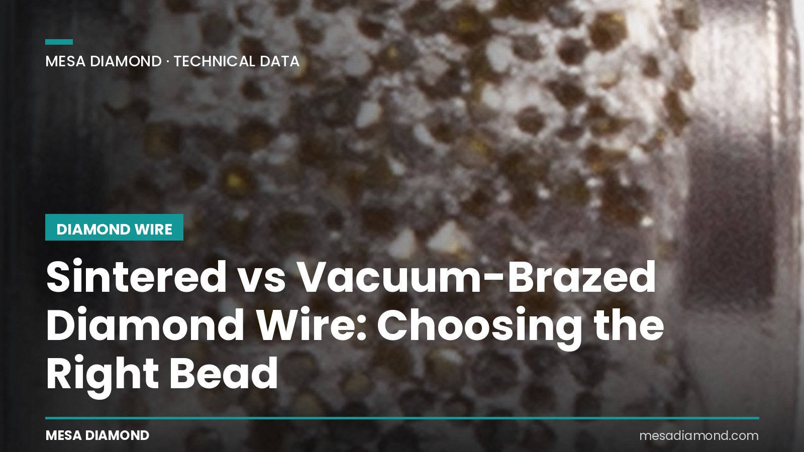 Diamond wire bead close-up — sintered vs vacuum-brazed bead structure