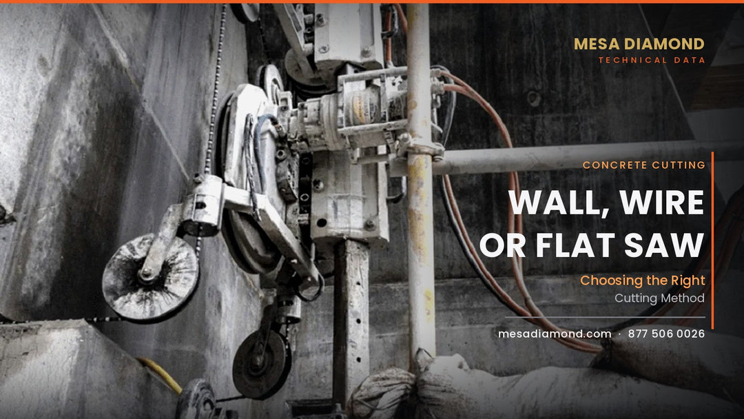 Wall saw mounted on a concrete wall on a jobsite
