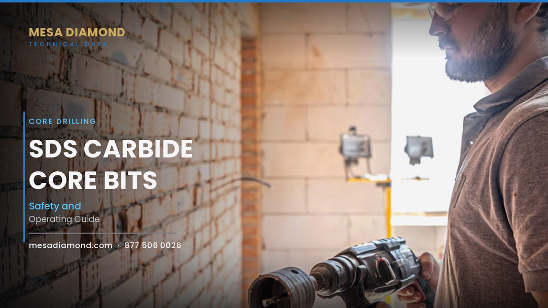 Worker drilling a brick wall with a carbide-tipped core bit