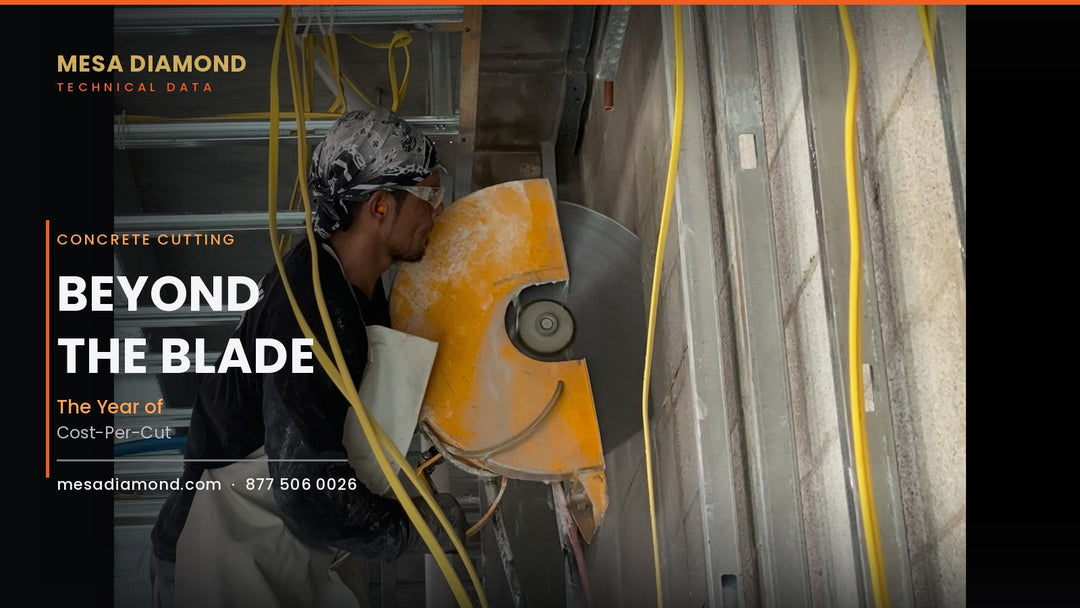 Operator wall-cutting a block wall with a diamond cut-off saw