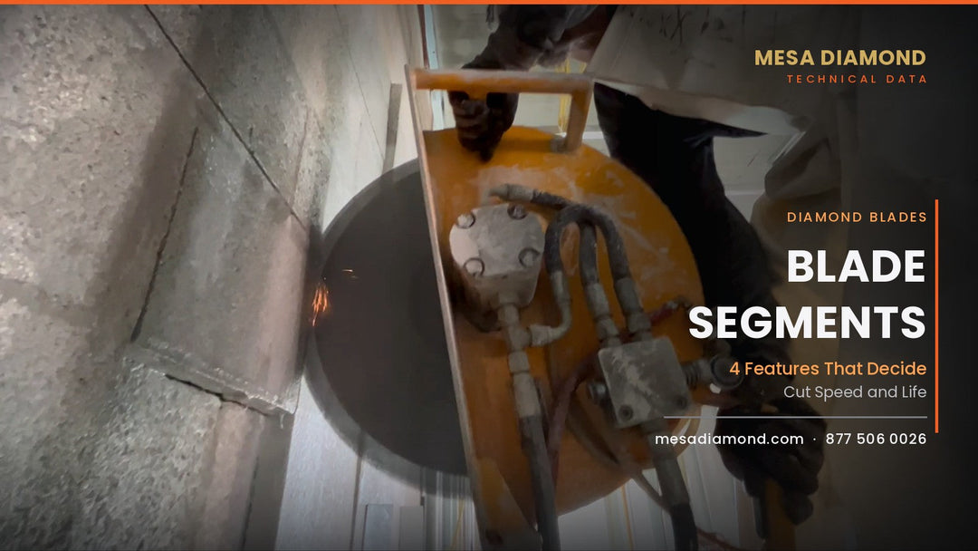 Operator making a plunge cut in concrete with a diamond blade, sparks flying