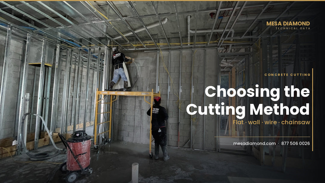 Concrete cutting jobsite with wall saw and vacuum stations