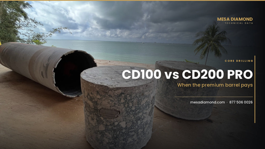 Diamond core barrel with two extracted concrete core samples