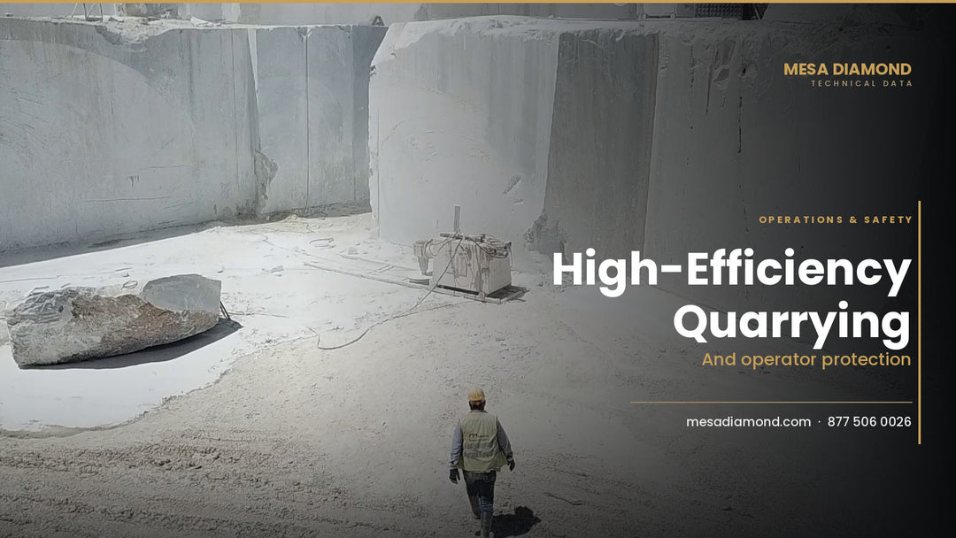 Marble quarry bench with a worker for scale