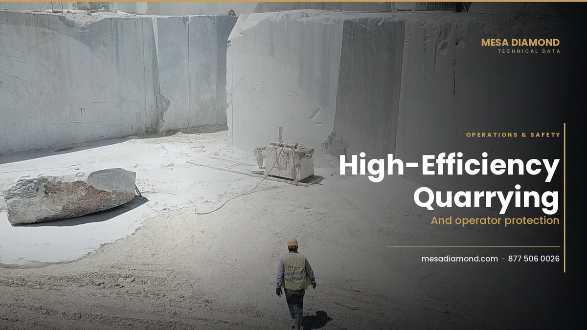 Marble quarry bench with a worker for scale