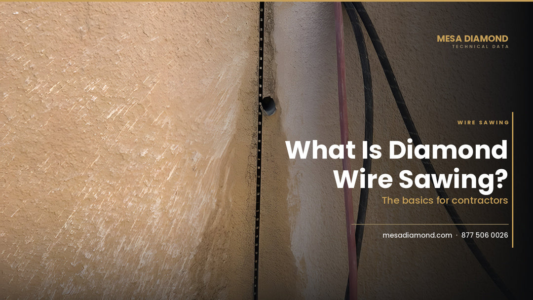 Diamond wire entry slot in a concrete wall
