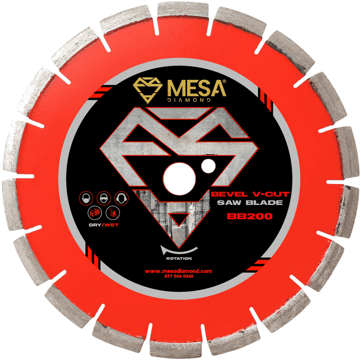 Mesa Diamond Bevel V-Cut Saw Blades BB200 V-cut diamond blade 202mm x 8" x 6mm for bevel V-cut stone cutting
