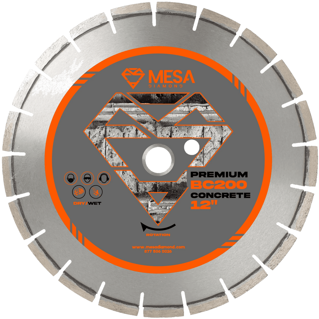 Mesa Diamond Concrete Diamond Saw Blade PRO BC200 concrete diamond saw blade 12" for cutting cured and reinforced concrete