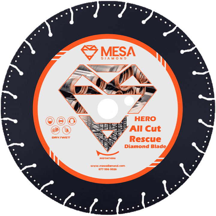 Mesa Diamond HERO All Cut Rescue Diamond Blade for fire rescue and emergency cutting
