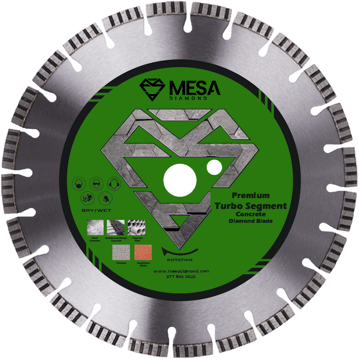 Mesa Diamond Premium Turbo Segment Concrete Diamond Blade for cutting cured and reinforced concrete