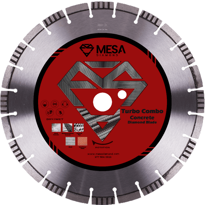 Mesa Diamond Turbo Combo Concrete Diamond Blade for cutting cured and reinforced concrete