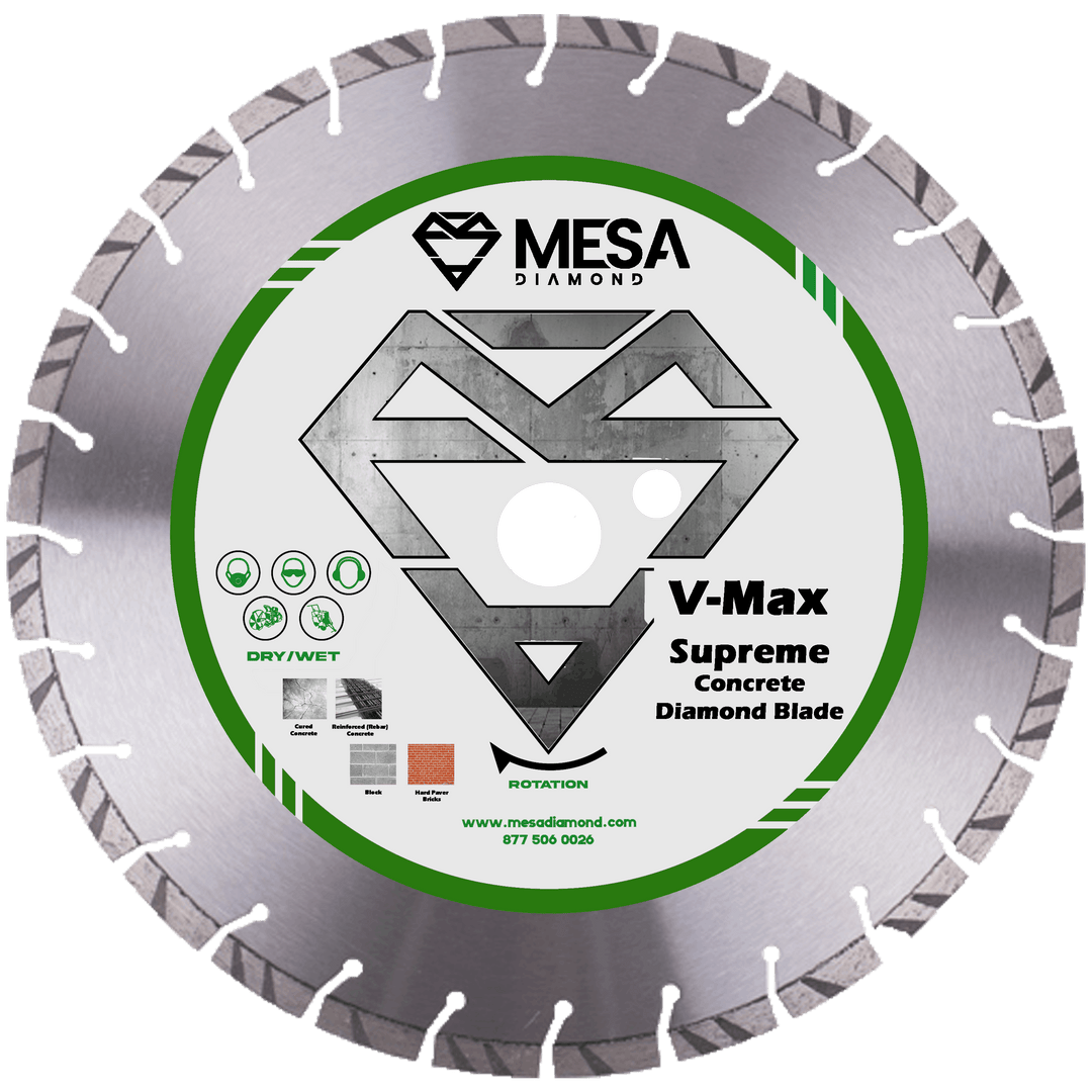 Mesa Diamond V-Max Supreme Concrete Saw Blade for cutting cured and reinforced concrete
