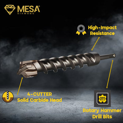 4 CUTTER SDS MAX Masonry Drill BitMESA DIAMOND®4SDSMAX12131/2 in (12mm)1/2 in (12mm)13 in
