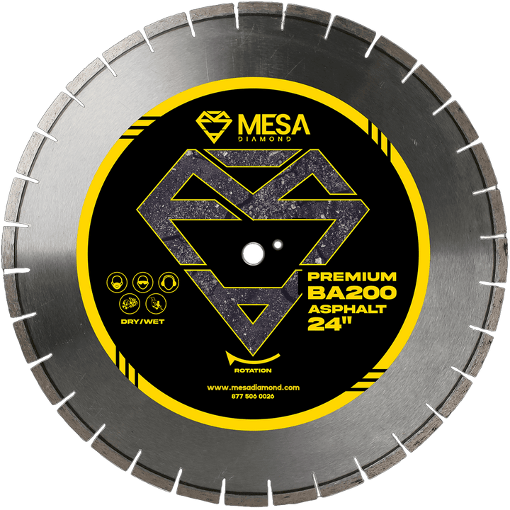 Asphalt Diamond Saw Blade BA200 PROAsphalt BladeMESA DIAMOND ®MS24BA200124 inch24 inch0.177"