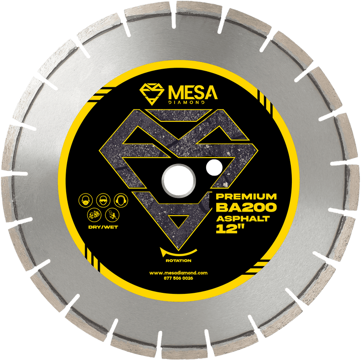 Asphalt Diamond Saw Blade BA200 PROAsphalt BladeMESA DIAMOND ®MS12BA200112 inch12 inch0.125"