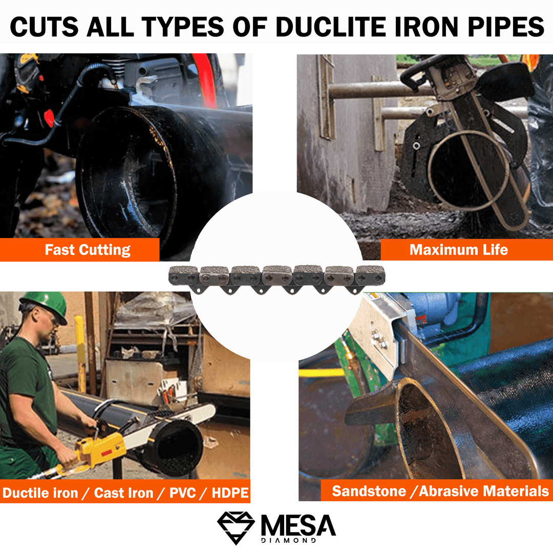 Ductile/Pipe, Iron Chainsaw Diamond Chain - BLACK POWERDiamond ChainMESA DIAMOND®MSCHAINBP13/8' F33/8' F3613