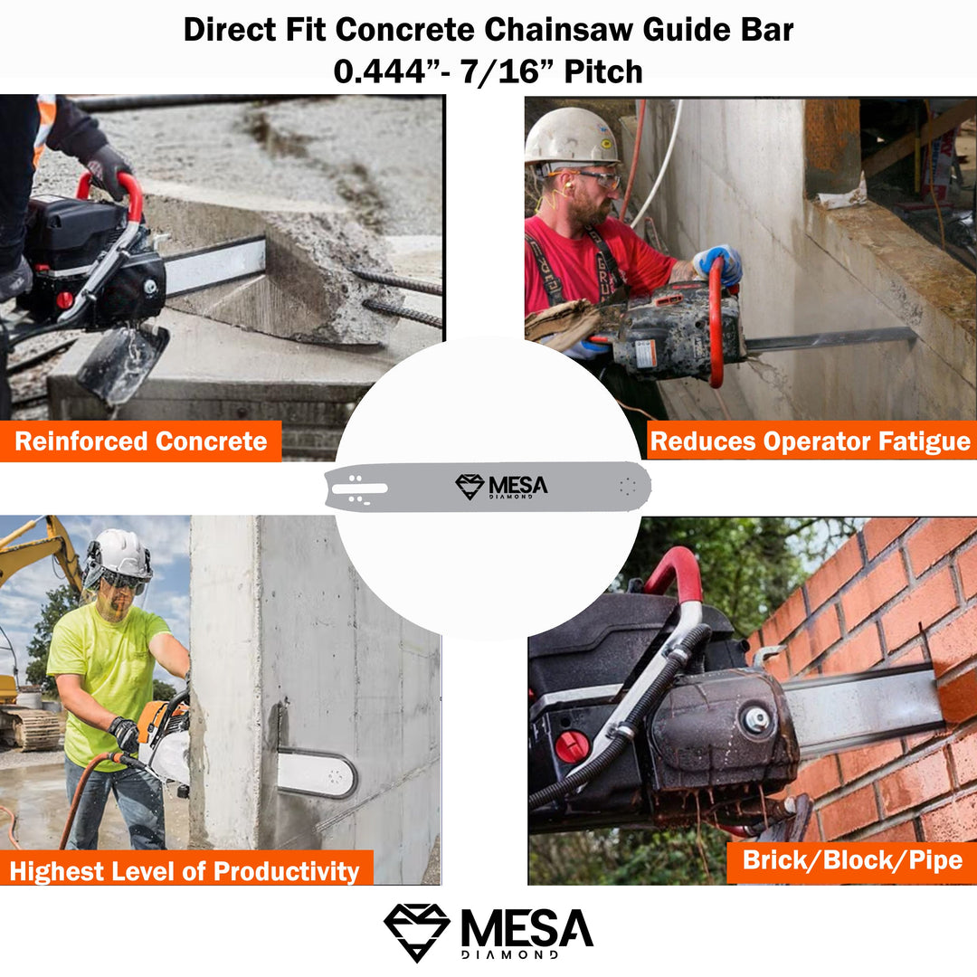 Mesa Diamond Concrete Chainsaw GUIDE BARS – professional chainsaw guide bar for contractors