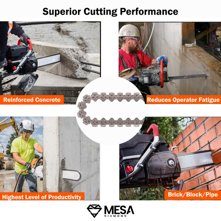 Concrete Diamond Chain - NYC PRO – Mesa Diamond diamond chainsaw chain for chainsaw cutting of concrete and pipe
