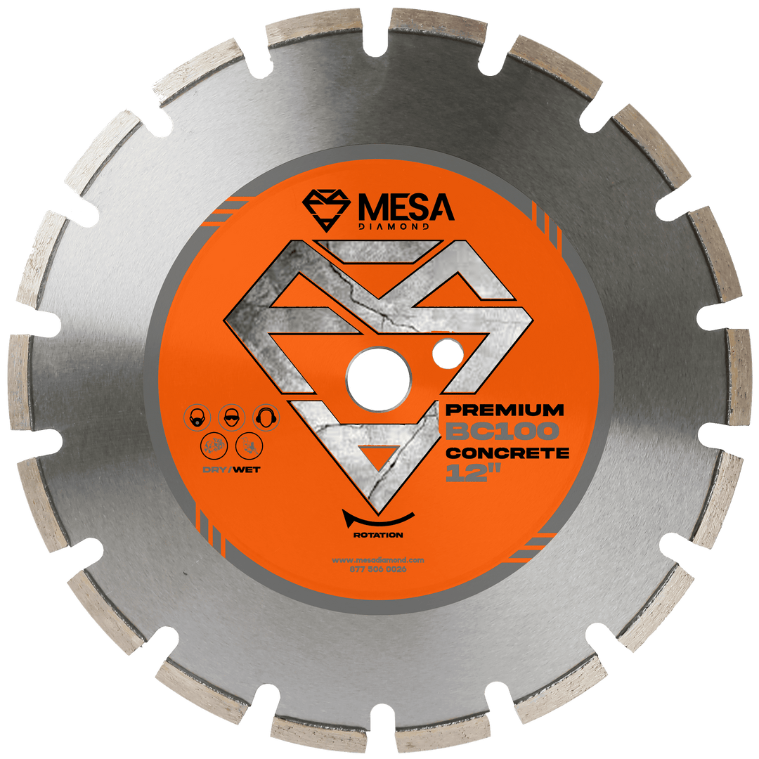 Mesa Diamond Concrete Diamond Saw Blade BC100 concrete diamond saw blade 0.125" for cutting cured and reinforced concrete