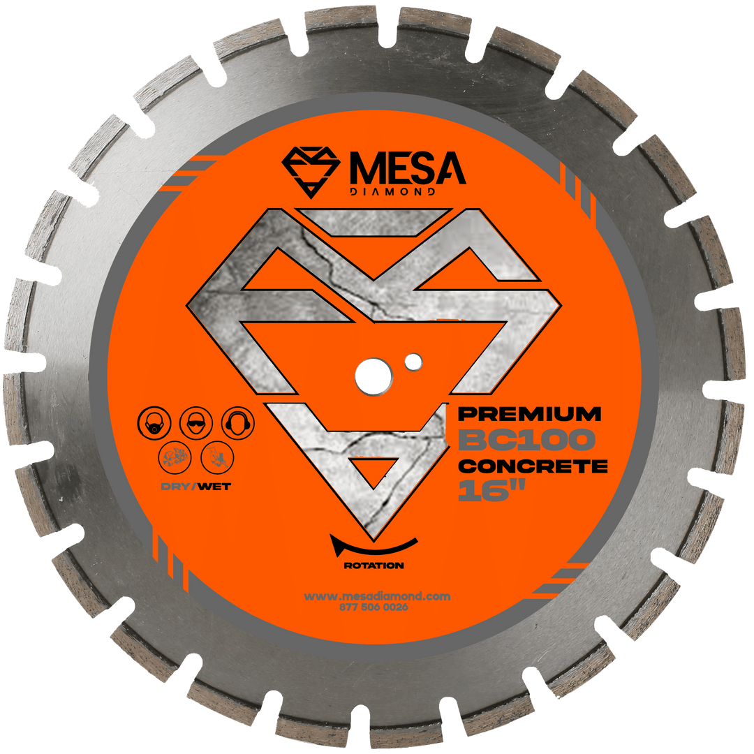 Mesa Diamond Concrete Diamond Saw Blade BC100 concrete diamond saw blade 0.141" for cutting cured and reinforced concrete