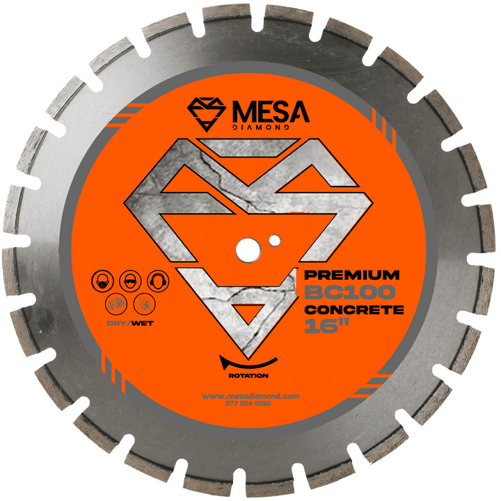 Mesa Diamond Concrete Diamond Saw Blade BC100 concrete diamond saw blade 0.141" for cutting cured and reinforced concrete