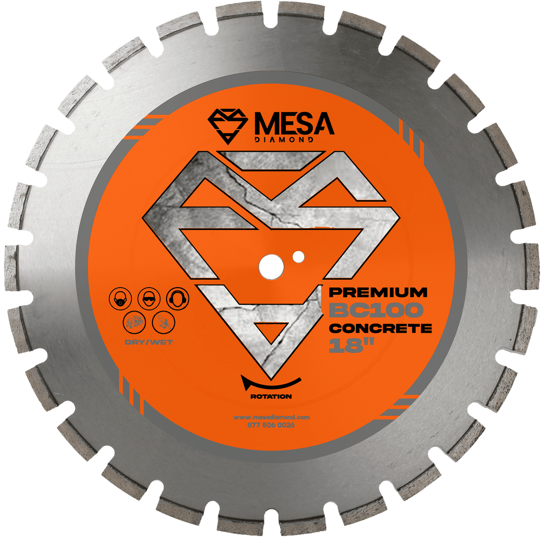 Mesa Diamond Concrete Diamond Saw Blade BC100 concrete diamond saw blade 0.161" for cutting cured and reinforced concrete