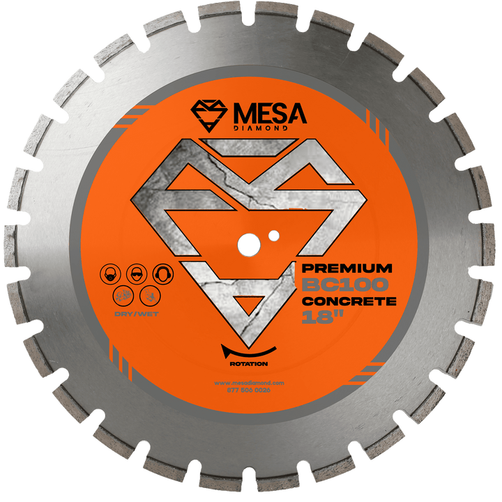 Mesa Diamond Concrete Diamond Saw Blade BC100 concrete diamond saw blade 0.161" for cutting cured and reinforced concrete