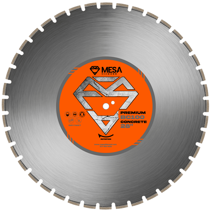 Mesa Diamond Concrete Diamond Saw Blade BC100 concrete diamond saw blade 0.189" for cutting cured and reinforced concrete