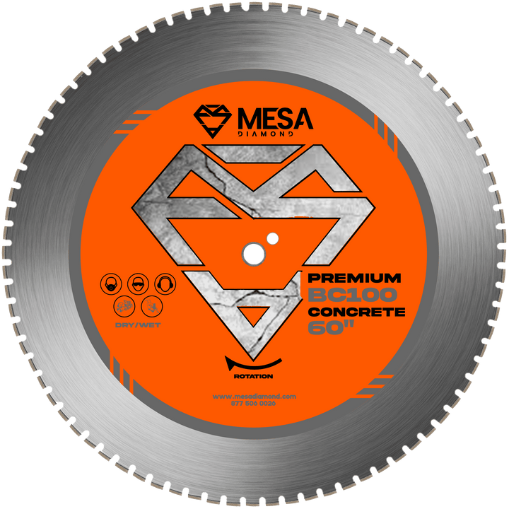 Mesa Diamond Concrete Diamond Saw Blade BC100 concrete diamond saw blade 0.220" for cutting cured and reinforced concrete