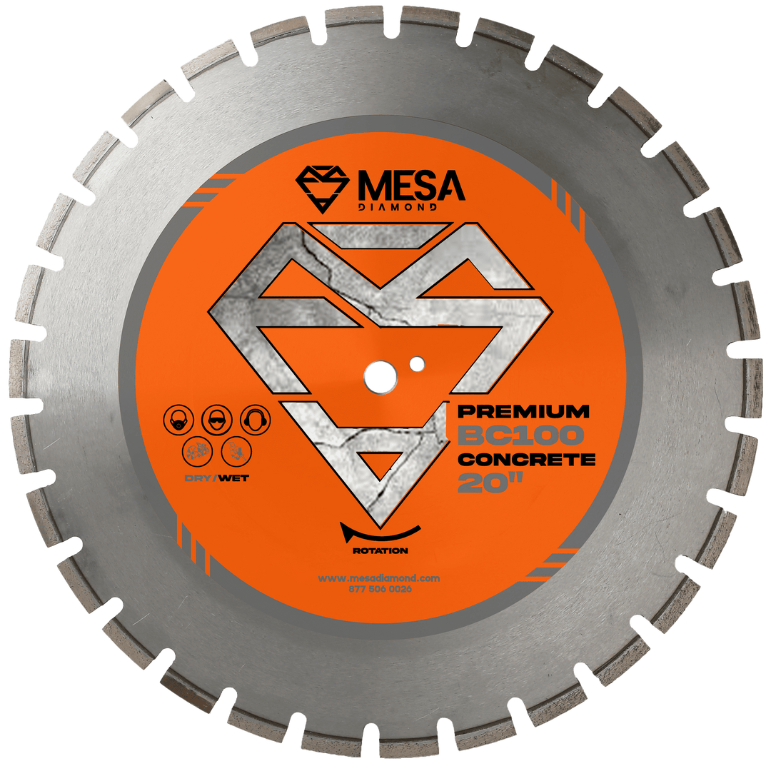 Mesa Diamond Concrete Diamond Saw Blade BC100 – concrete diamond saw blade 20" for cutting cured and reinforced concrete
