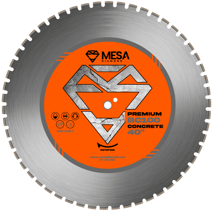 Mesa Diamond Concrete Diamond Saw Blade BC100 – concrete diamond saw blade 40" for cutting cured and reinforced concrete
