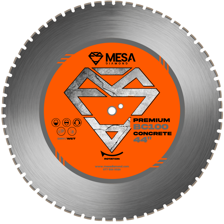 Mesa Diamond Concrete Diamond Saw Blade BC100 – concrete diamond saw blade 44" for cutting cured and reinforced concrete