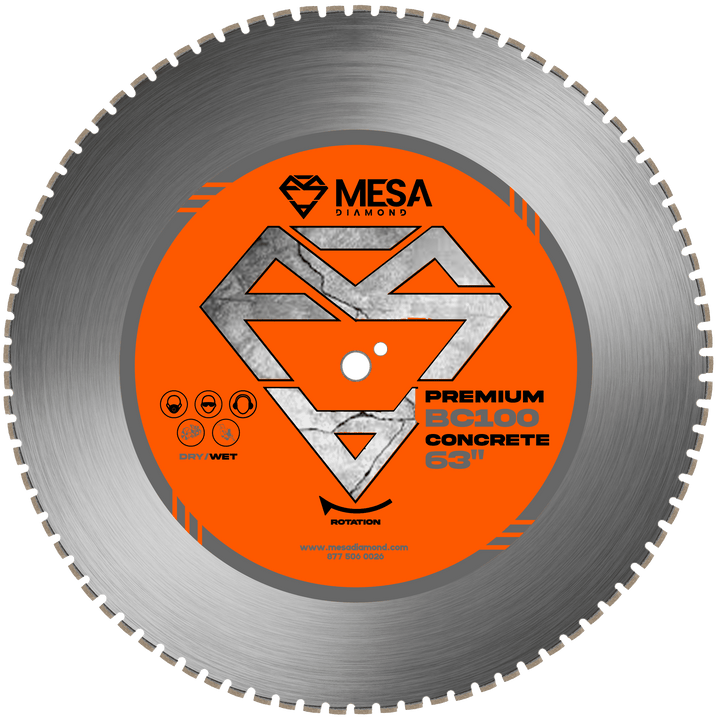 Mesa Diamond Concrete Diamond Saw Blade BC100 – concrete diamond saw blade 63" for cutting cured and reinforced concrete