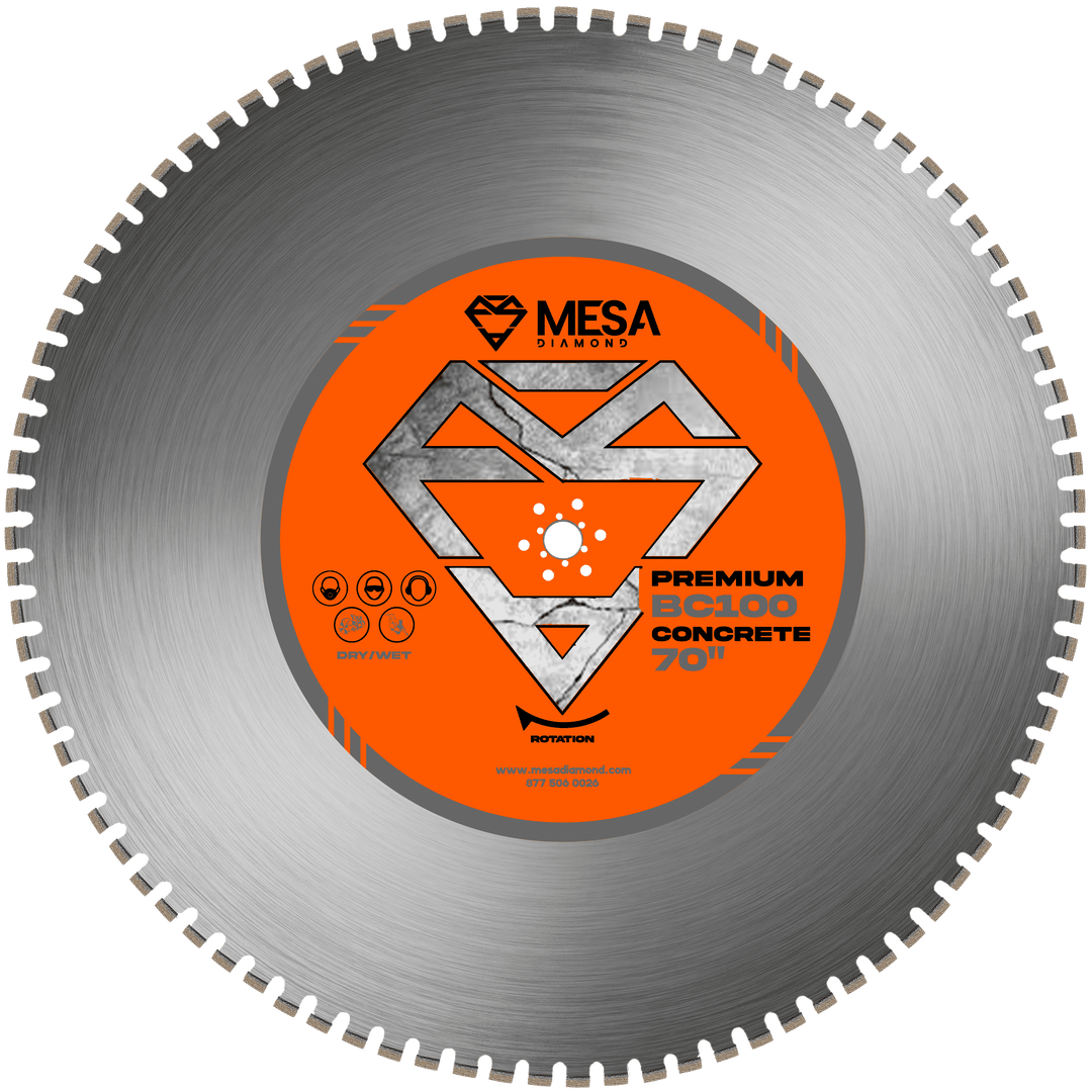 Mesa Diamond Concrete Diamond Saw Blade BC100 – concrete diamond saw blade 70" for cutting cured and reinforced concrete
