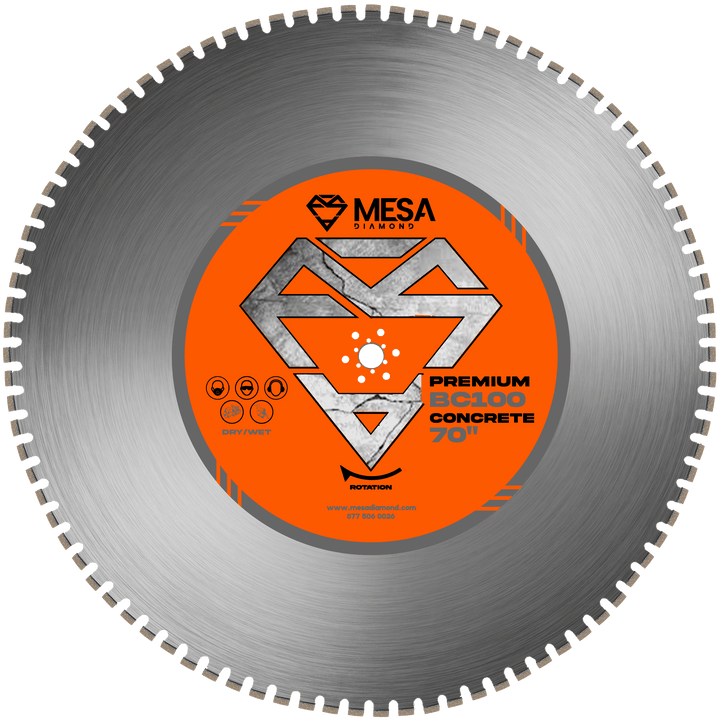 Mesa Diamond Concrete Diamond Saw Blade BC100 – concrete diamond saw blade 70" for cutting cured and reinforced concrete