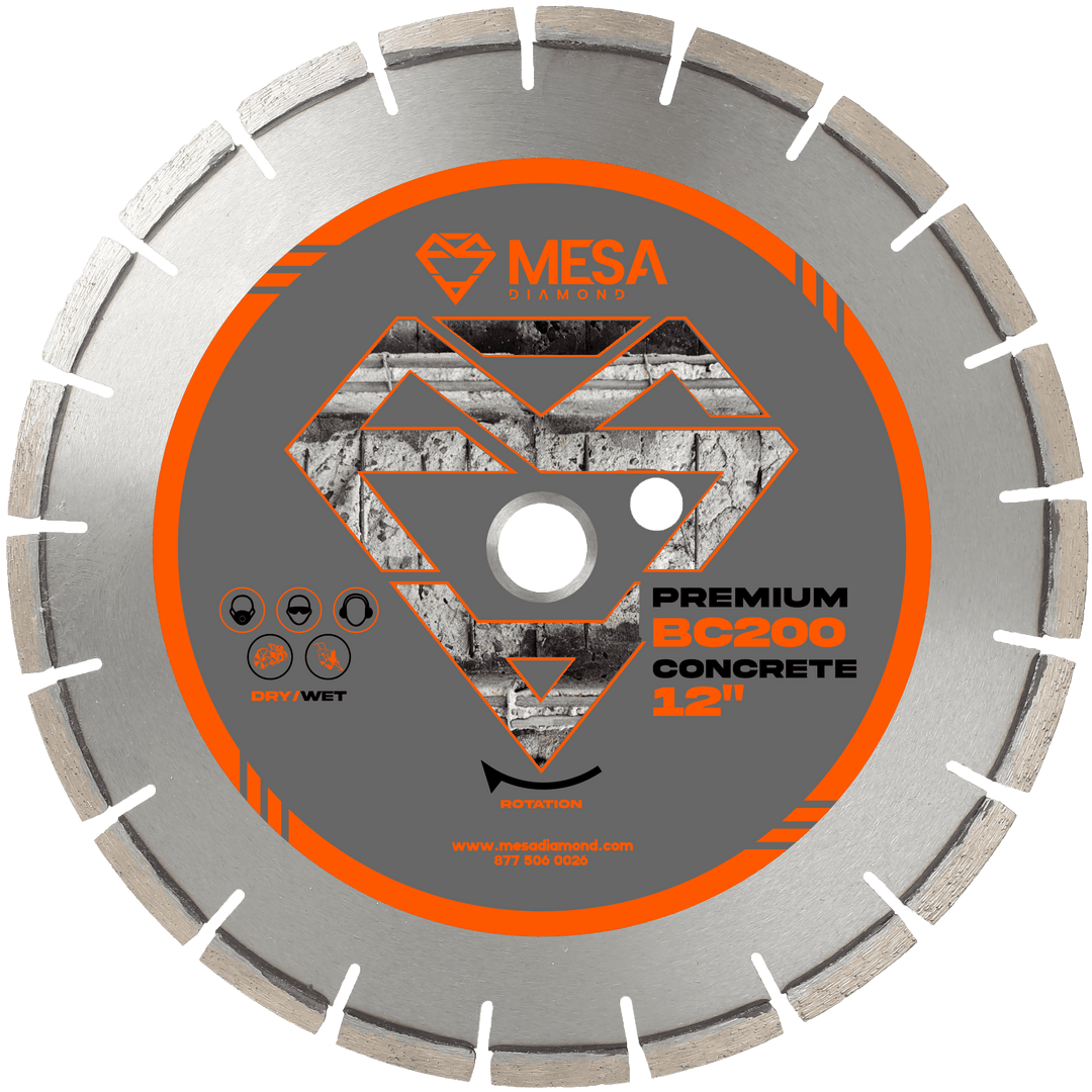 Mesa Diamond Concrete Diamond Saw Blade PRO BC200 concrete diamond saw blade 0.125" for cutting cured and reinforced concrete