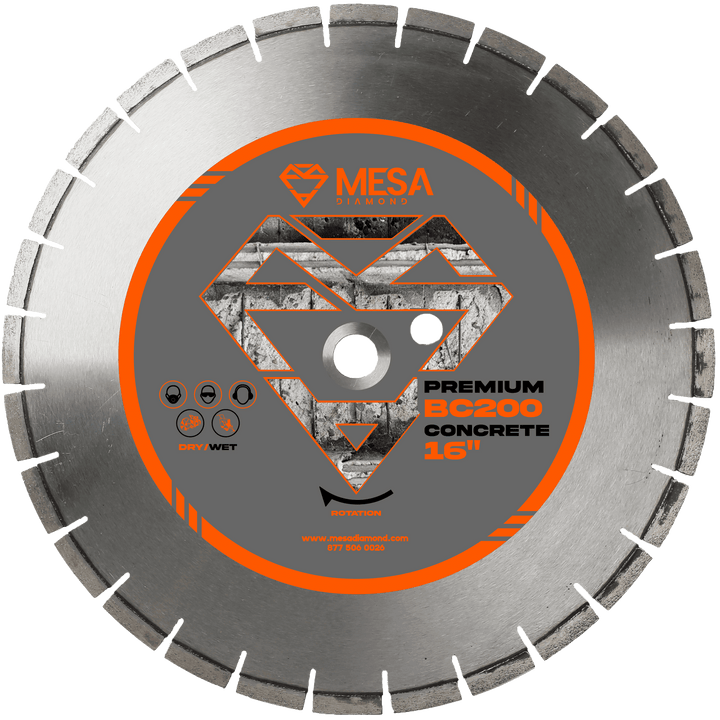Mesa Diamond Concrete Diamond Saw Blade PRO BC200 concrete diamond saw blade 0.141" for cutting cured and reinforced concrete