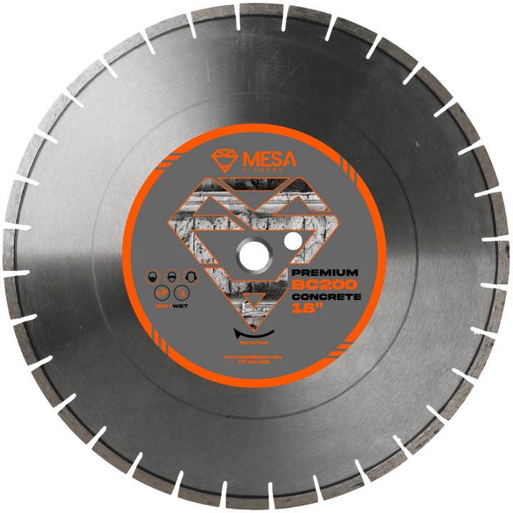 Mesa Diamond Concrete Diamond Saw Blade PRO BC200 concrete diamond saw blade 0.161" for cutting cured and reinforced concrete