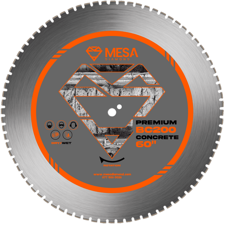 Mesa Diamond Concrete Diamond Saw Blade PRO BC200 concrete diamond saw blade 0.220" for cutting cured and reinforced concrete