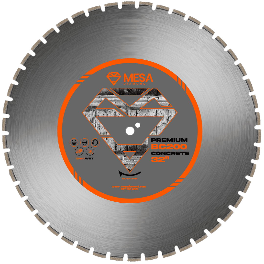 Mesa Diamond Concrete Diamond Saw Blade PRO BC200 – concrete diamond saw blade 32" for cutting cured and reinforced concrete