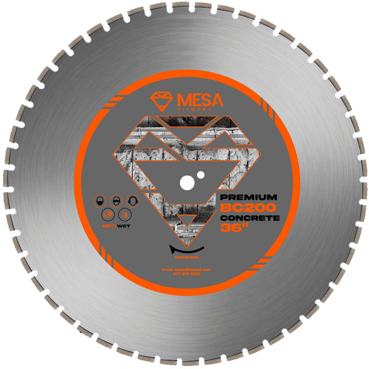 Mesa Diamond Concrete Diamond Saw Blade PRO BC200 – concrete diamond saw blade 36" for cutting cured and reinforced concrete