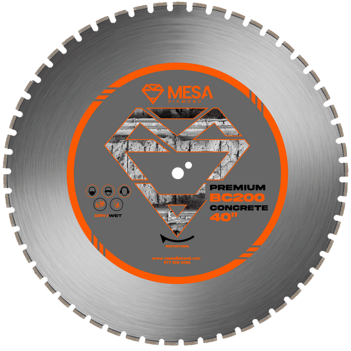 Mesa Diamond Concrete Diamond Saw Blade PRO BC200 – concrete diamond saw blade 40" for cutting cured and reinforced concrete
