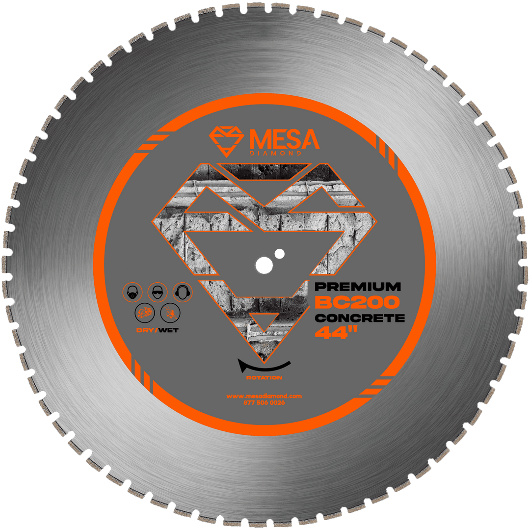 Mesa Diamond Concrete Diamond Saw Blade PRO BC200 – concrete diamond saw blade 44" for cutting cured and reinforced concrete