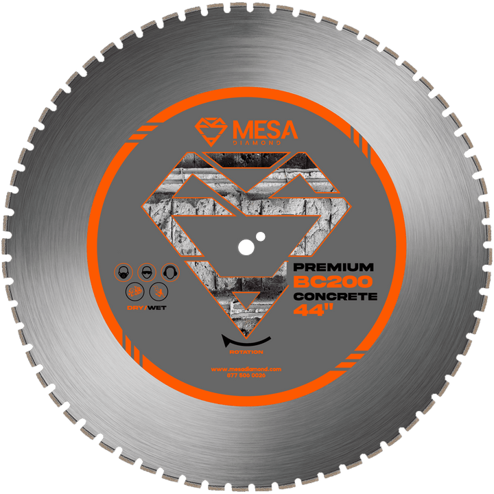 Mesa Diamond Concrete Diamond Saw Blade PRO BC200 – concrete diamond saw blade 44" for cutting cured and reinforced concrete