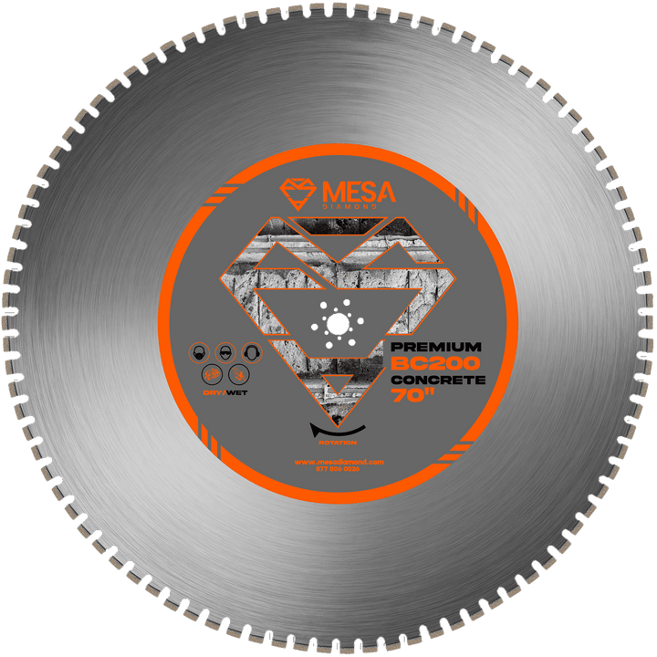 Mesa Diamond Concrete Diamond Saw Blade PRO BC200 – concrete diamond saw blade 70" for cutting cured and reinforced concrete